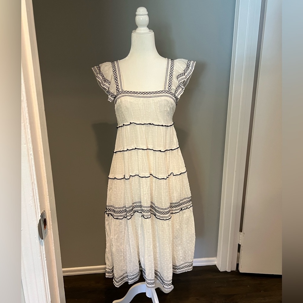 Mixology “We’re All Pretty Girls” White Ruffle Midi Dress